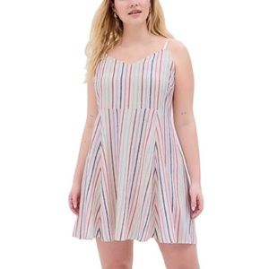 GAP Cami Fit & Flare White Multi Striped V-neck Dress, Women's XL, NWT